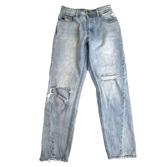 KanCan‎ Womens Light Wash High Rise Distressed Relaxed Fit Straight Jeans 5/26 - Picture 2 of 8